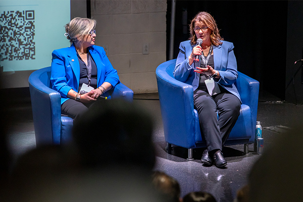 Panelists included, on left,&nbsp;Paniz Herrera, cybersecurity and AI executive at&nbsp;Deloitte, and Ginger Ontiveros, president and CEO of Tomorrow’s Talent. 